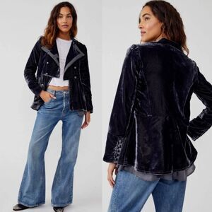 NWT|Free People Faye Ebony Velvet Jacket, XS